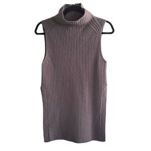 ARITZIA Durandal Wool Cowl Neck Sleeveless Tunic Sweater Slits Grey Purple XS